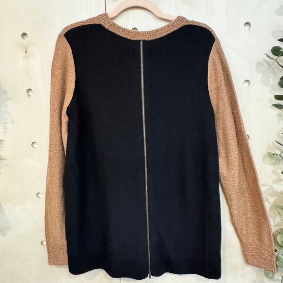 MADEWELL Back Zip Sweater SZ L NEW Brown Black Color Block Crewneck - Picture 5 of 12
